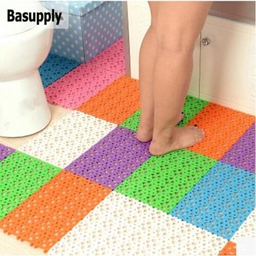Basupply 1Pc 20*30cm DIY Stitching Bathroom Mat Bathroom Shower Heart Drain Mat Kitchen Tableware Pad Non-sliping Floor Mat