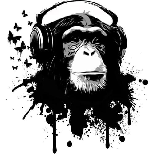 Free Shipping High Quality Listening Musics Monkey Oil Painting For Wall Decorative Pure Hand-painted Canvas Oil Painting