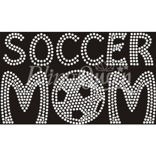 BlingQueen 25PCS/LOT Hot Fix Iron On Rhinestone Appliques Soccer Mom Design Custom Orders are welcome