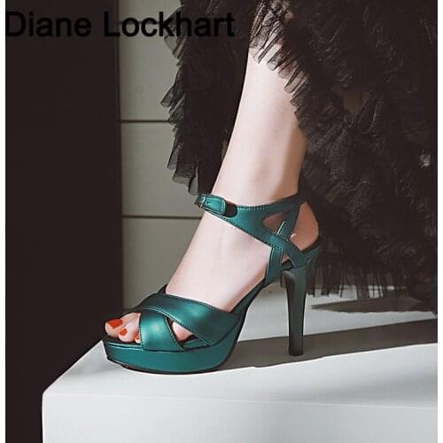 Brand Elegant sandals Women High Heels Pumps Super high heel 12cm Womens Banquet sandals waterproof platform toe sandals 31-46