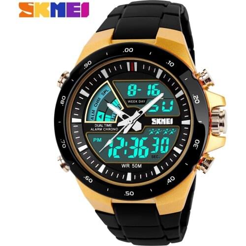 SKMEI 1016 Men Sport Watch Dual Display Wristwatches Relogio Masculino Top Luxury Brand Mens Quartz Watches 5Bar Waterproof