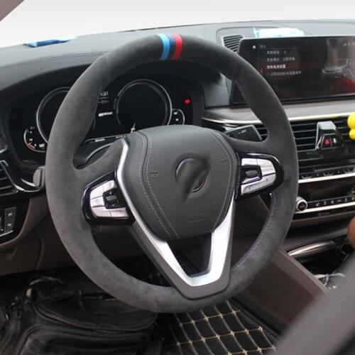 For Maserati Ghibli Black Perforated Leather Steering Sew-on Wheel Wrap Cover