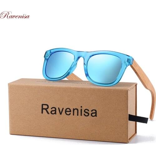 RAVENISA Wooden Kids Sunglasses Wood Sun Glasses For Boy Girl Children Polarized Cute Blue Mirror Eyewear Oculos Gafas De Sol