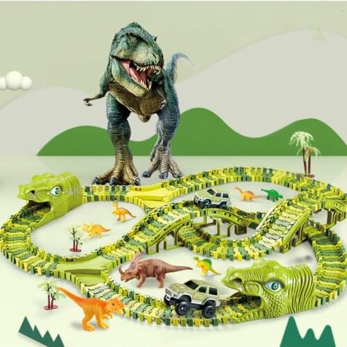 Hot Car Tracks Toy Dinosaurs Car Toys Train Set Railway Racing Race Track Vehicle Children Toys For Boys 4 Years Car Model