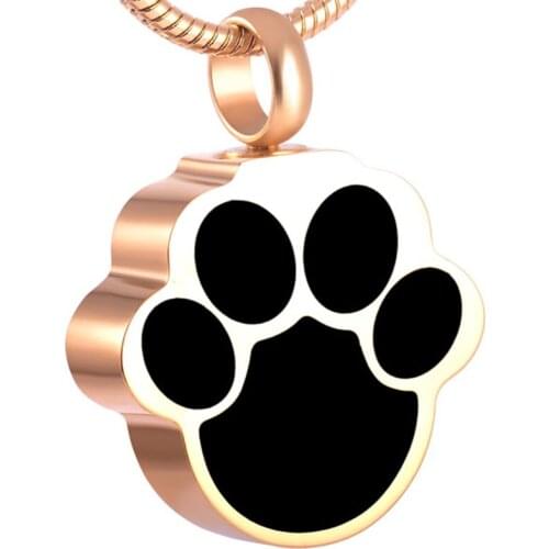 IJD8155 Memorial Holder Locket Cremation Pendant Necklace Memorial Urn Casket Jewelry Stainless Steel Paw Print Ashes Keepsake