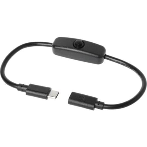 Type C Power Supply USB-C Male to Female Extension Cable On Off Switch for Raspberry Pi 4 An-droid Mobile Phone 27cm
