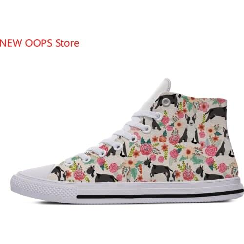 Cute Bull Terriers Animal Pets Dog kawaii Harajuku Lightweight High Top Canvas Shoes Men Women Casual Breathable Sneakers