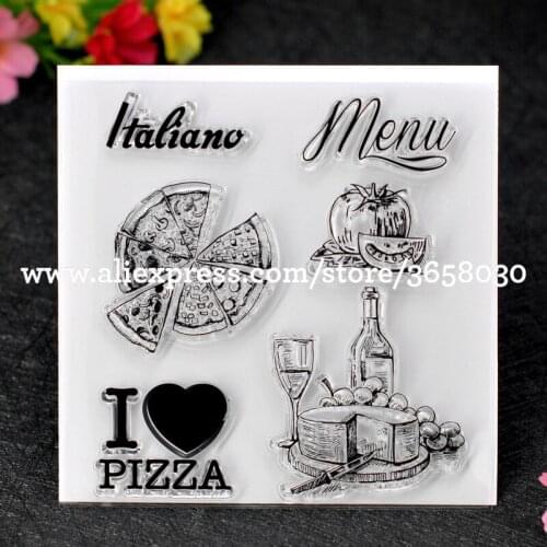 Menu I love PIZZA Scrapbook DIY photo cards account rubber stamp clear stamp transparent stamp 10x10cm 8052670