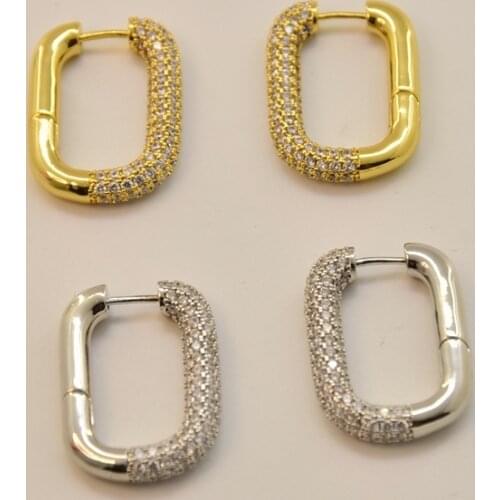 Diamond-encrusted oval earrings female European and American retro autumn/winter cold wind earrings net red earring