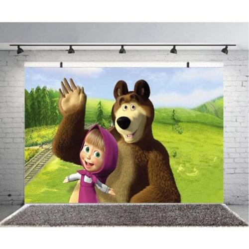 Cartoon Animation Bear Photography Background Backdrop Kids Baby Birthday Party Decoration Tapestry Photo Studio Custom