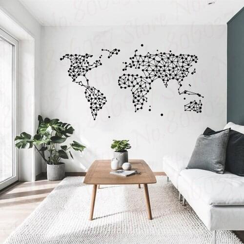 New Geometry World Map Vinyl Mural Stickers For house Living room Office Decoration Bedroom Decor Wallpaper wall sticker WL2178