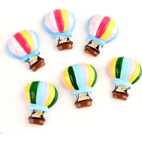 Newest 40pcs/Lot 23*30mm Rainbow Colors hot air balloon Shape Flatback Resin Cabochons Ornament Accessories Cameo Hair Jewelry
