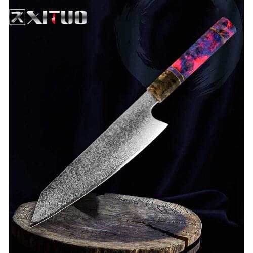 XITUO Damascus Chef Knife 8" Inch Japanese Kitchen Knife Sharp Gyuto Slice Cleaver Santoku Stable Solid Wood Handle Cooking Tool