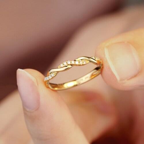 2021 New Fashion Geometric Woven Twist Rings Korean Classic 925 Sterling Silver Gold Plated Female Jewelry Gift Accessories Ring