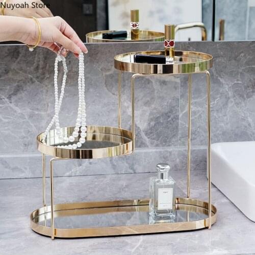 Creative Light Luxury Household Storage Tray Three-layer Shelf Nordic Home Decoration Bathroom Desktop Cosmetic Storage Supplies