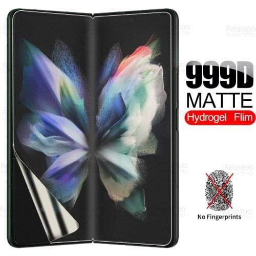 Full Curved Hydrogel Matte Film For Samsung Galaxy Z Fold 3 5G Folder Z Fold3 ZFold3 Frosted Screen Protector Not Tempered Glass