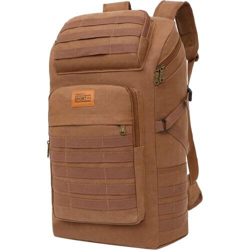 Fashion Mens Backpack Canvas Waterproof Outdoor Travel Backpacks Solid Color Large-capacity Mountaineering Backpacks