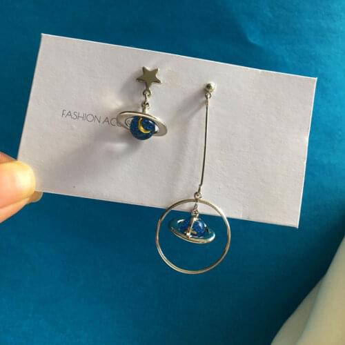 Hip Hop Rock Asymmetric Galaxy Pentagram Stud Earrings Fashion Simple Geometric Earrings Girl Student Street Snap Jewelry Gifts