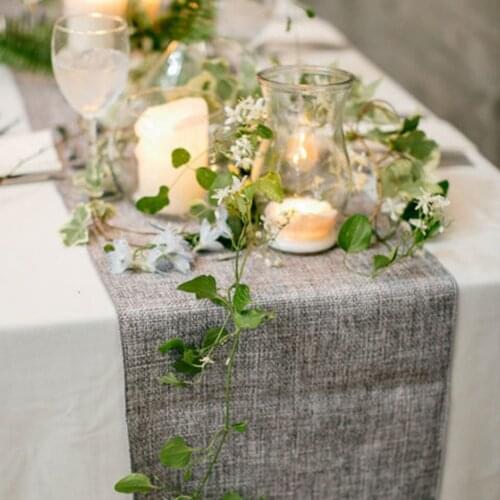 1Pcs Rustic Table Runner Natural Imitated Linen Table Cloth Wedding Decor For Wedding Christmas Party