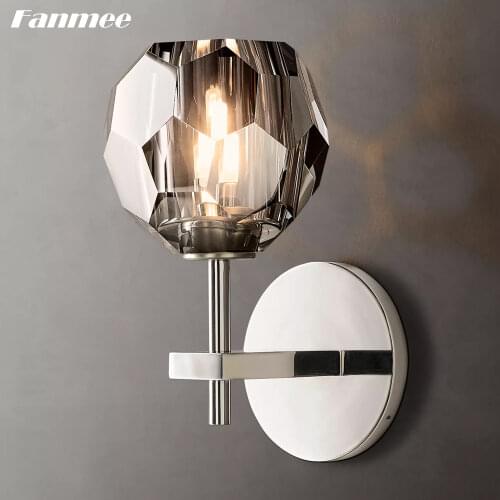 Modern Minimalist Wall Mounted Light LED Clear Crystal Round Ceiling Base Sconce Lamp Art Deco Living Room Corridor Kitchen