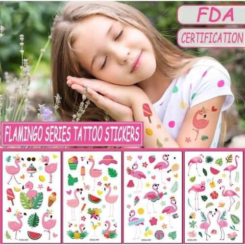Flamingo Tattoo Disposable Temporary Summer Animal Flamingo Flower Beautiful Body Arm Facial Makeup Waterproof Sticker