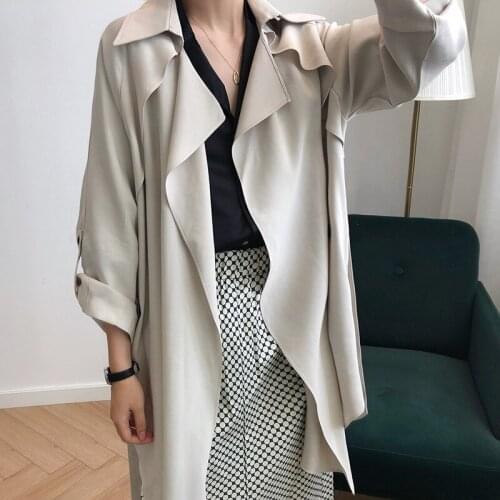 Fashion Brand Quality Spring Long Trench Women Thin Windbreaker Outerwear Loose Coat Office Ladies Casual Trench Coats D200709