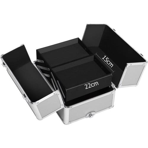 [US-W]4-in-1 Draw-bar Style Makeup Case Silver large travel rolling professional hard cheap 190812223