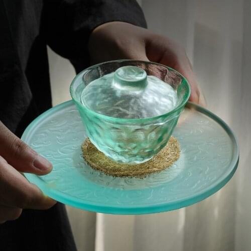 Japanese glass covered bowl single small 100ml glass tea bowl household hand holding pot one person kungfu tea set