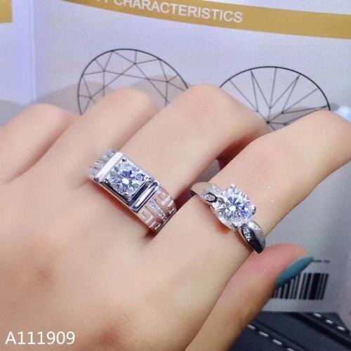 KJJEAXCMY boutique jewelry 925 sterling silver inlaid Mosang Diamond gemstone male female Couple ring support detection