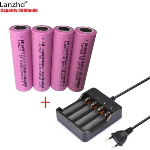 18650 charger for 18650 And charger accumulator 18650 Rechareable batteries 2600mah Li-Ion battery together with charger 3.7v
