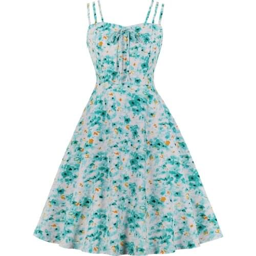 Tie Dye Floral Print Tie Front Fit and Flare Party Dress Women Plus Size Summer Spaghetti Strap Vintage Ladies Dresses