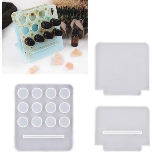 1 Set Crystal Epoxy Resin Mold Essential Oil Storage Rack Silicone Mould DIY Crafts Organizer Display Stand Mold