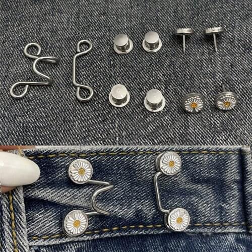1Set Metal DIY Invisible Adjust Button Metal Jeans Waist Removable Buckle No Nails Waist Button Detachable Adjustment Button