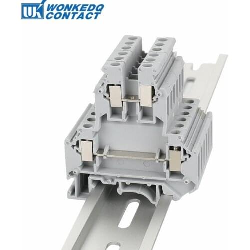 10Pcs Din Rail Terminal Blocks UKK5 Connector Double Layer Terminal Blocks Screw Electrical Wiring UKK-5
