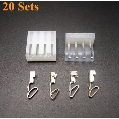 20 sets kit CH3.96 3.96mm 4 pin Female Wire with Male Connector plug A set include socket + plug + terminals
