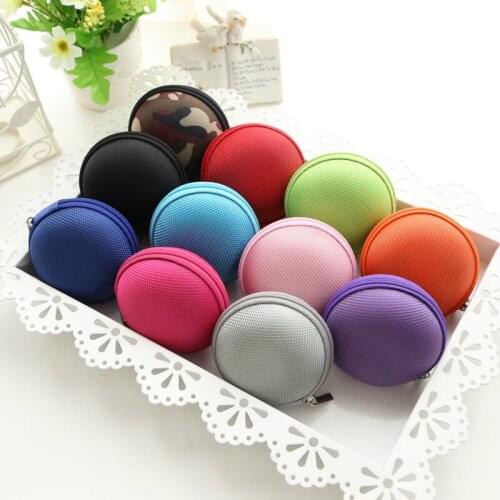 50PCS / LOT Coin Bag Mini Round Coin Candy Color Coin Wallet Card Holders Casual Earphone Bag Wholesale Random Colors