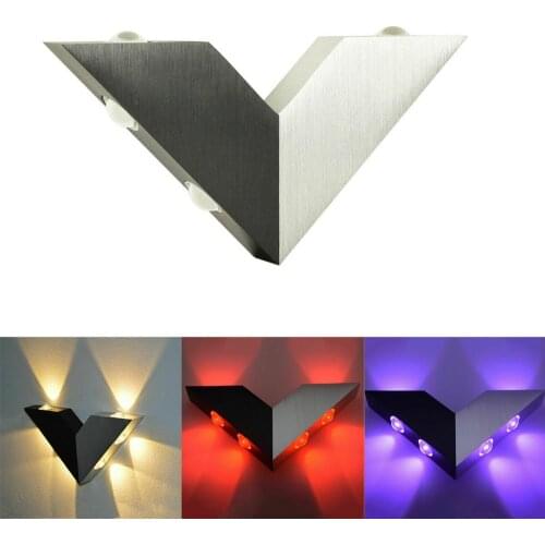 6W LED V-Shaped Wall Lamp Hall Porch Walkway Living Room Light Bulbs Fixture Red Yellow Green Blue Purple Warm Cold White