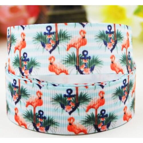 22mm 25mm 38mm 75mm Ruban satin Flamingo Cartoon Character printed Grosgrain Ribbon party decoration X-02021 10 Yards