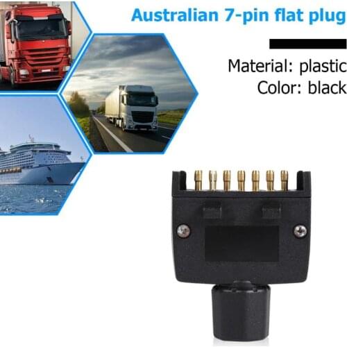 7 Pin AU Flat Male Trailer Socket Plug Connector Adapter for RV Boat Truck Suitable for RV Truck Ship and Trailer Black