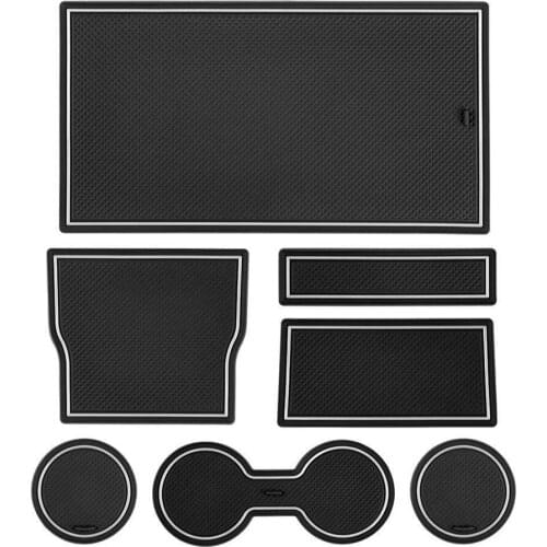 7PC Center Console Cup Holder Car Stickers For Tesla Model 3 Car Accessories Decoration Panel Trim Carbon Fiber Non-Slip Mat Pad