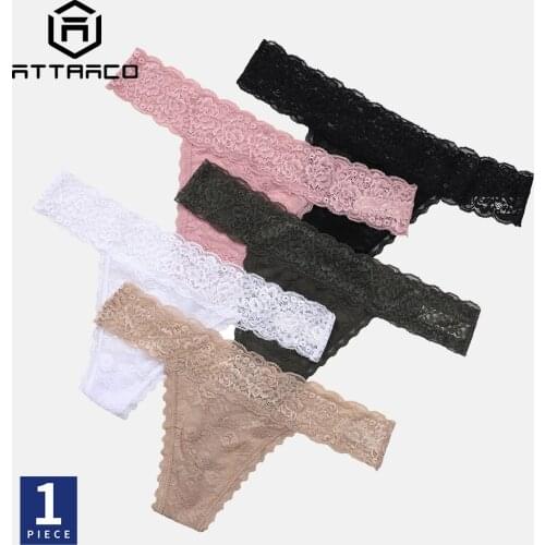 ATTRACO Women Underwear Briefs 1 PCS Lace Thong Panties Tanga Comfort Soft Sexy G String Lingerie нижнее белье женское
