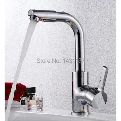 Free shipping high quality brass material single lever hot and cold kitchen sink faucet tap mixer