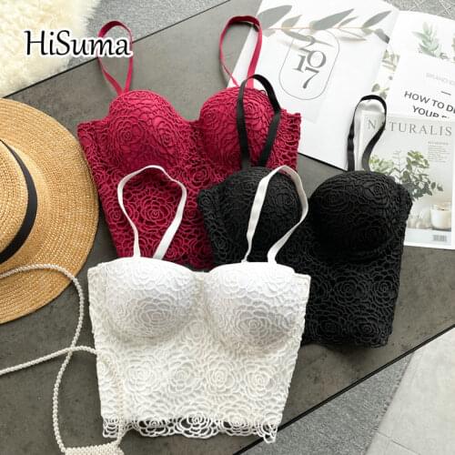 2021 summer womens V-neck strap 3D flowers camisole Tube top bra one piece belt pad Performance Corset female underwear