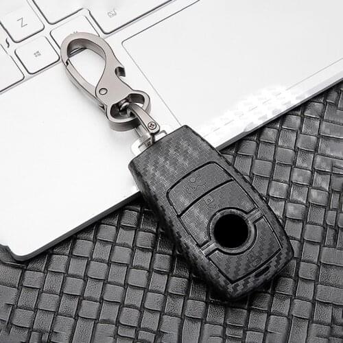Carbon fiber Car Key Case Key Holder Ring Shell Bag Protective For Mercedes Benz 2017 E Class W213 2018 S class Accessories