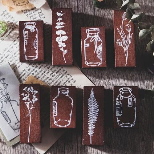 Flowers in the Bottle Series decoration stamp Label wooden rubber stamps for scrapbooking stationery DIY craft standard stamp