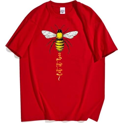 Let It Bee Funny Print Man T Shirts Cool Crew Neck Tshirts Graphic Design T Shirt Funny 100% Cotton Male Short Sleeve