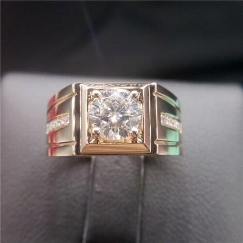 14K Rose Gold Ring 1ct Carat D Color excellent cut Moissanite Jewellery Engagement men ring Wedding Anniversary gift