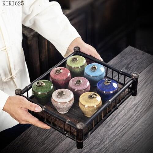 European Mini Ceramic Tea Caddy Home Travel Portable Tea Caddy Container Food Candy Storage Jar with Lid Modern Home Decoration