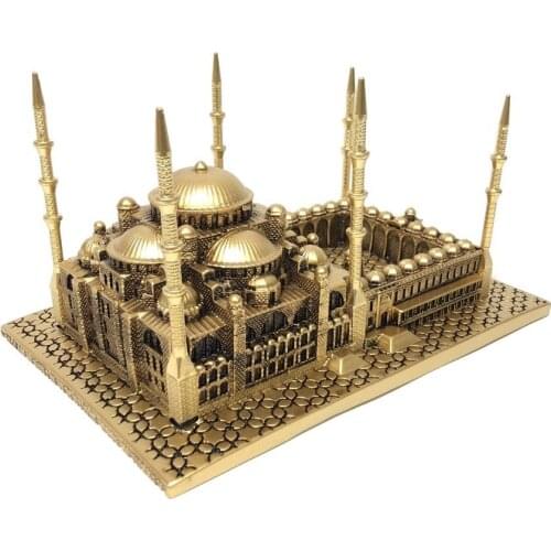 Sultanahmet Mosque Model Trinket Gold Trinket Silver-Gold Color Trinket Modern Trinket Household Items Souvenir Islamic Gift