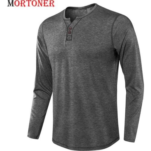 Mens Gray Casual Front Placket Basic Henley Tshirt 2021 Brand New Long Sleeve Slim Fit T-shirt Men Soft Cozy T Shirt Male